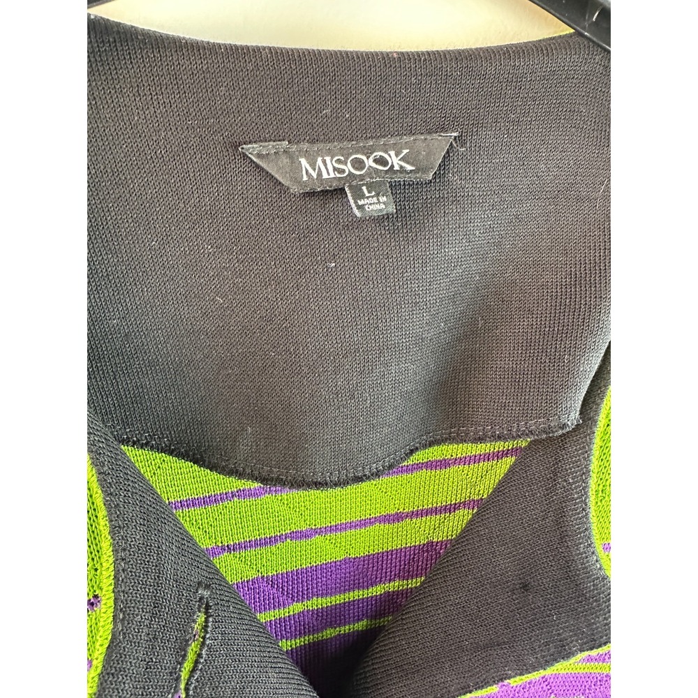 Misook Striped Diamond Knit Cardigan Jacket Large Button Up Exclusively Misook - Picture 12 of 15